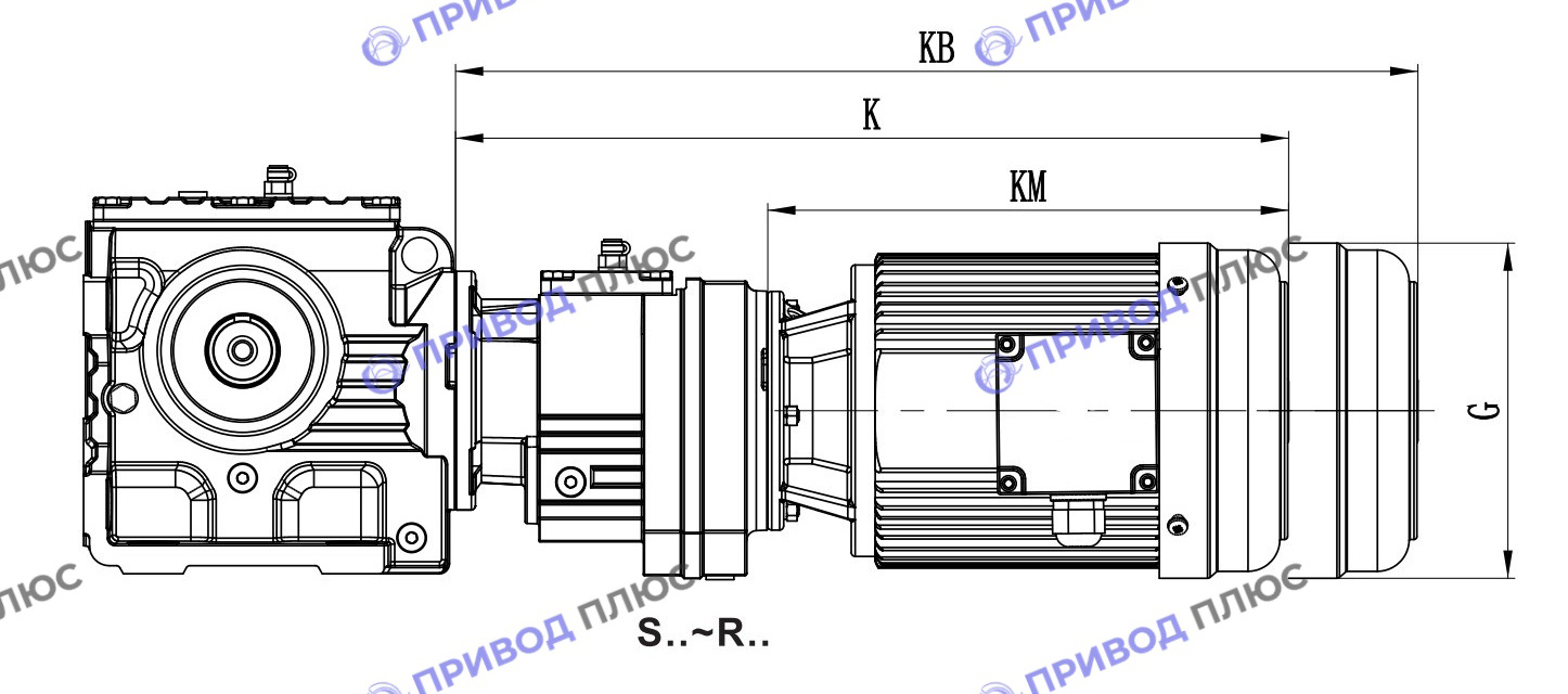 Червячный мотор-редуктор S/SA/SH/SF/SAF/SHF97-Y180L4-22-8,26-A-M1-0⁰