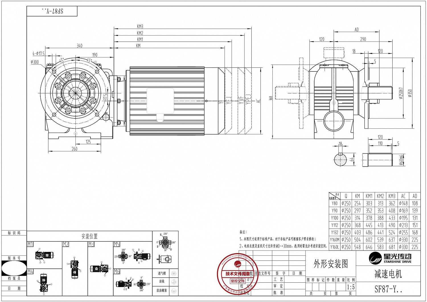 Червячный мотор-редуктор S/SA/SH/SF/SAF/SHF97-Y180L4-22-15,42-A-M1-0⁰